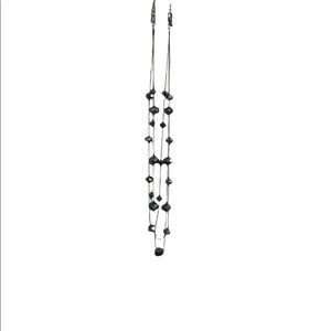 Vtg Witchy Whimsigoth‎ 3 Strand Reflective Black Beaded Necklace